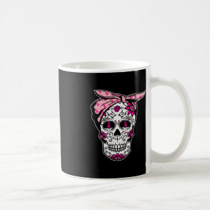 Mug Sugar Skull rose Ruban Cool Cancer du sein Cancer