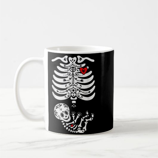 Mug Sugar Skull Skeleton Halloween Pregnancy Annouceme (Gauche)