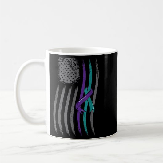 Mug Suicide Prevention American Flag Purple Awareness (Gauche)
