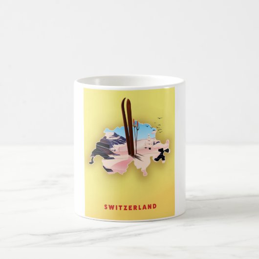 Mug Suisse carte Ski poster de voyage sportif (Centre)