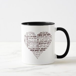 Mug Suivez votre coeur noir et blanc