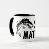 Mug Sujets de taille ! Conception drôle de pêche (Devant gauche)