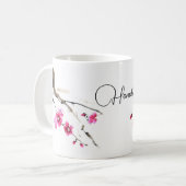 Mug sumi-e art de la fleur de Sakura rose (Devant gauche)