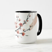 Mug Sumi-e de fleurs de cerisier (Devant droit)