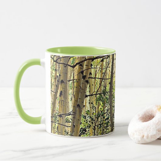 Mug Summer Aspen Tree Woodland Violet Green Coffee (Avec donut)