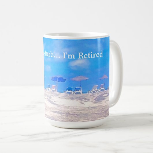 Mug Summer Beach Bleu Blanc cadeau de retraite (Devant droit)