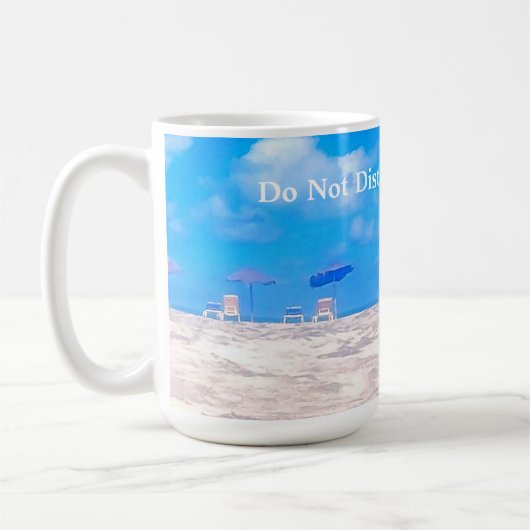 Mug Summer Beach Bleu Blanc cadeau de retraite (Gauche)