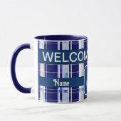 Mug Summer Navy Blue Boat Collection de rayures modern (Gauche)