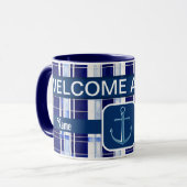 Mug Summer Navy Blue Boat Collection de rayures modern (Devant gauche)