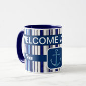 Mug Summer Navy Blue Boat Collection de rayures tendan (Devant gauche)