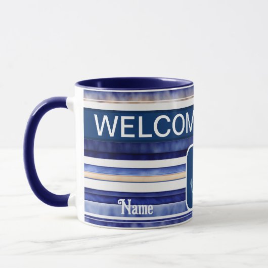 Mug Summer Navy Blue Modern Boot Stripes Collection (Gauche)