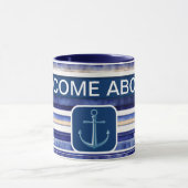 Mug Summer Navy Blue Modern Boot Stripes Collection (Centre)