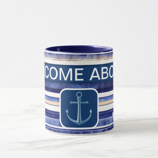 Mug Summer Navy Blue Modern Boot Stripes Collection (Centre)