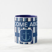 Mug Summer Navy Blue Popular Boat Stripes Collection (Centre)