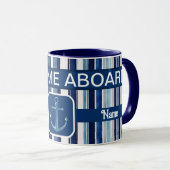 Mug Summer Navy Blue Popular Boat Stripes Collection (Devant droit)