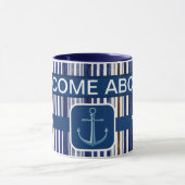 Mug Summer Navy Blue Trendy Boat Stripes Collection (Centre)