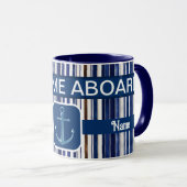 Mug Summer Navy Blue Trendy Boat Stripes Collection (Devant droit)