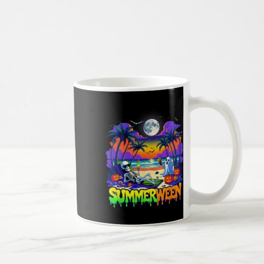 Mug Summerween Skeleton Ghost Beach Drôle Éffrayant Ha (Droite)