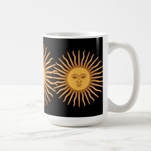 Mug Sun d'or Sun de symbole d'Inca de mai font face à (Droite)