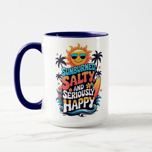 Mug Sunburned Salty and Happy – Retro Beach Vibes (Gauche)