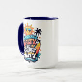 Mug Sunburned Salty and Happy – Retro Beach Vibes (Devant gauche)