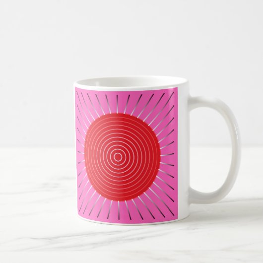 Mug Sunburst géométrique moderne - Fuchsia et rouge (Droite)