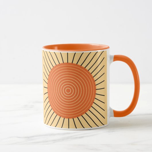 Mug Sunburst géométrique moderne - Mandarin Orange (Droite)