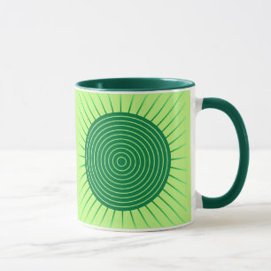 Mug Sunburst géométrique moderne - Vert émeraude et ch