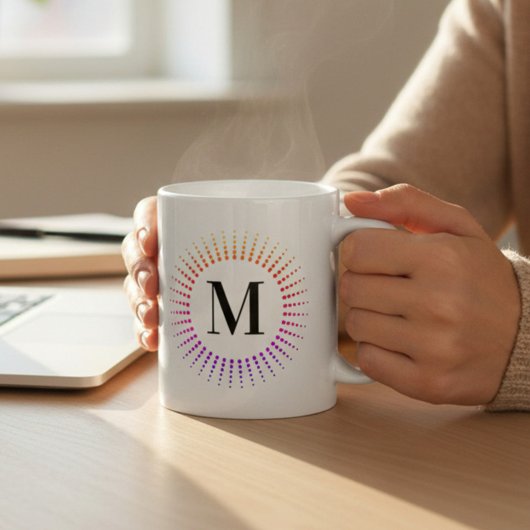 Mug Sunburst Rainbow Tie Dye Initial