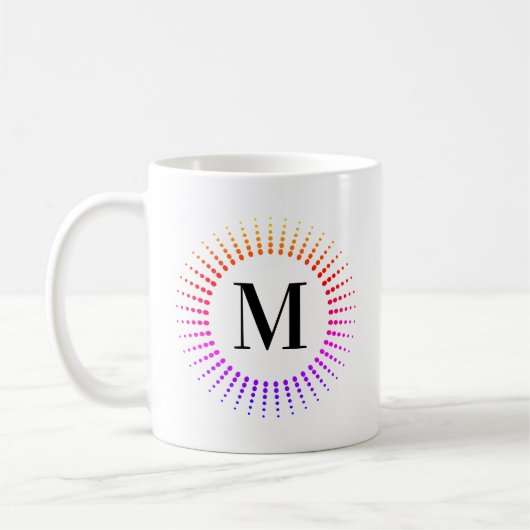 Mug Sunburst Rainbow Tie Dye Initial (Gauche)