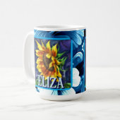 Mug Sunflower at Night Flower Floral Personalized (Devant gauche)