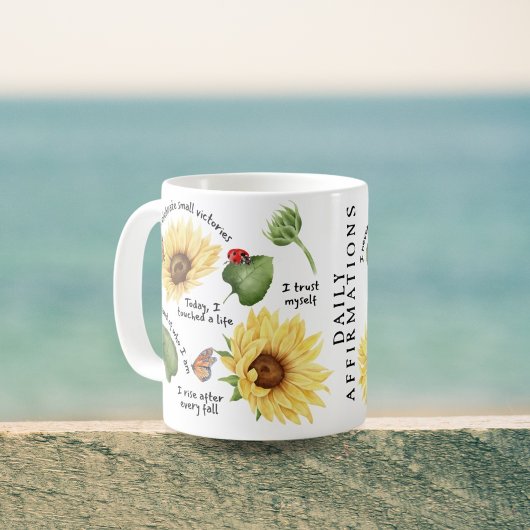 Mug Sunflower Floral Art, Affirmation Positive Self