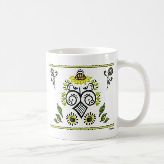 Mug Sunflower Folk Motif par Alexandra Cook (Droite)