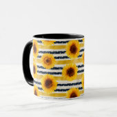 Mug Sunflower Stripes Navy & Yellow  (Devant gauche)
