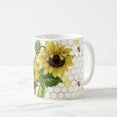 Mug Sunflower Yellow Honeycomb Bees Gold (Devant droit)