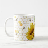Mug Sunflower Yellow Honeycomb Bees Gold (Gauche)