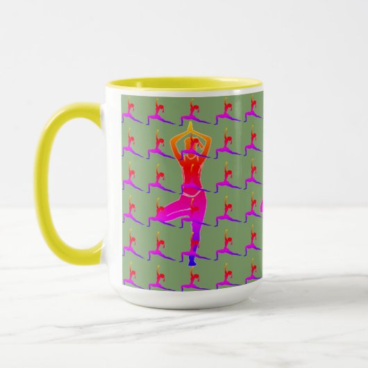 Mug Sunny Fun Yoga Design' Combo Café Mug/ Coupe (Gauche)