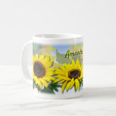 Mug Sunny Sunflower Texte personnalisé (Devant gauche)