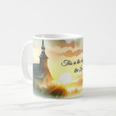 Mug Sunrise Church with Birds in Misty Meadow (Devant gauche)