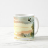 Mug Sunrise Church with Birds in Misty Meadow No Verse (Devant droit)