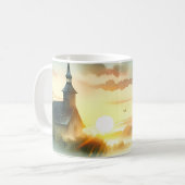 Mug Sunrise Church with Birds in Misty Meadow No Verse (Devant gauche)
