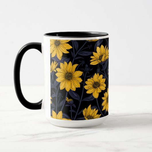 Mug Sunroot, tournesol sauvage en jaune et bleu (Gauche)