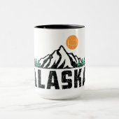 Mug Sunset de la montagne Retro Alaska (Centre)