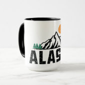 Mug Sunset de la montagne Retro Alaska (Devant gauche)