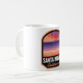 Mug Sunset rétro de père Noël Monica Beach CA (Devant gauche)