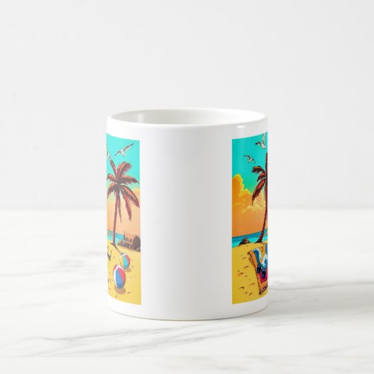 Mug Sunset Serenity : Un Vacances Plage Tropicale (Centre)
