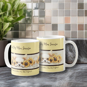 Mug Sunshine Chihuahua Tournesol Aquarelle Chien Flora