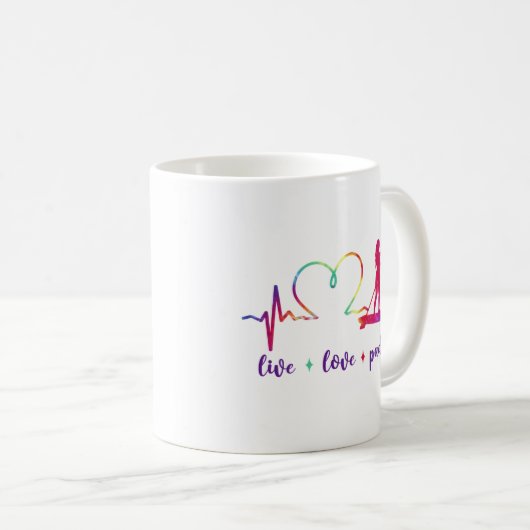 Mug SUP Paddleboard Live Love Paddle Girl Heartbeat (Devant droit)