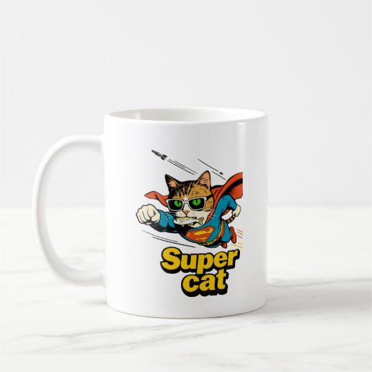 Mug Super Chat Volant avec Poisson (Gauche)