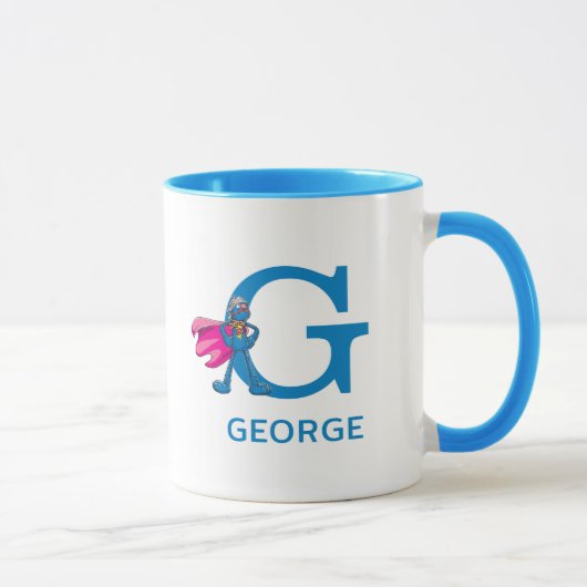 Mug Super Grover Ajouter Votre Nom Et Monogramme G (Droite)